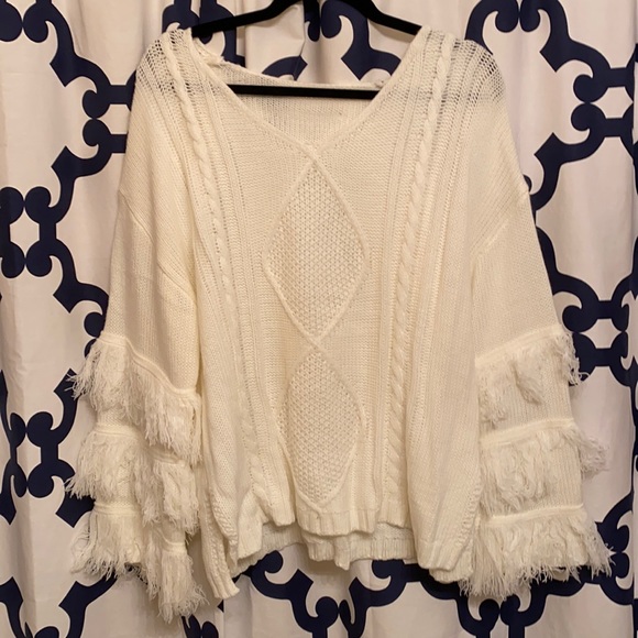 Fringe sleeve, V neck sweater - Picture 1 of 1